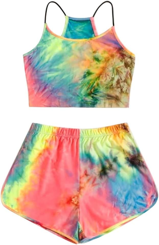 Women Rompers Chiffon Floral Print Crop Tops Shorts Two Piece Outfits Beach Jumpsuit for Teen Girls