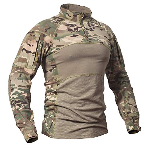 Camo Print Walmart Camo Dress CARWORNIC Men's Tactical Combat Shirt, 1/4  Zipper Long Sleeve Camo Army Military T