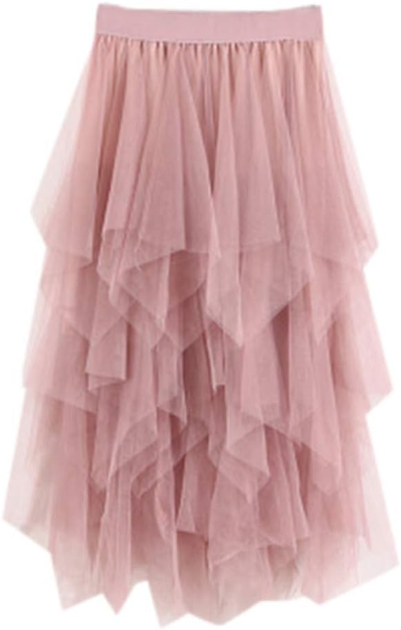 LinkayLadies Women Summer Casual Comfortable Tulle High Waist Pleated Tutu Skirt Ladies Midi Skirt