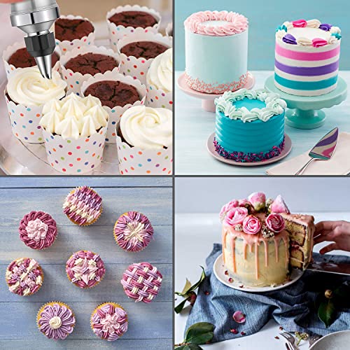 Suuker Icing Decoration Gun Set,Stainless Steel Dessert Decorator Cake Decorating Tool with 6