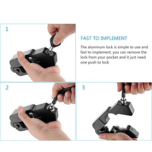 ALLOMN Motorcycle Grip Lock Security Throttle / Brake / Handlebar Locks One Push to Lock for Bike Scooter Moped ATV, Black