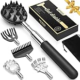 Upgraded Reinforced Telescoping Back Scratcher with 5 Detachable Heads, Larger Scratching Tips, Stocking Stuffer & White Elephant Gifts for for Men Women Adults