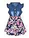 YJ.GWL Girls Dress Denim Floral Skirt with Rose Girls Clothes Kids Skirt