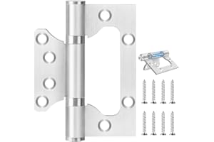 HANYAN HUS 6 Pack Non-Mortise Door Hinges Satin Nickel Ball Bearing Thickened Hinges 4 x 3 Inch Noise-Free Smooth Stainless Steel Heavy-Duty Interior Exterior Door Hinges