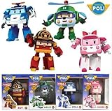 [Academy] 4 pcs Cute Robocar Poli Ambe Roy Helly Robot Transformers Toys Kids Educational