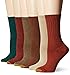 Gold Toe Women's Casual Ribbed Crew Socks, 6 Pairs, Rust/Winter Khaki/Evergreen/Grey Heather/Brown/Coffee, Shoe Size: 6-9