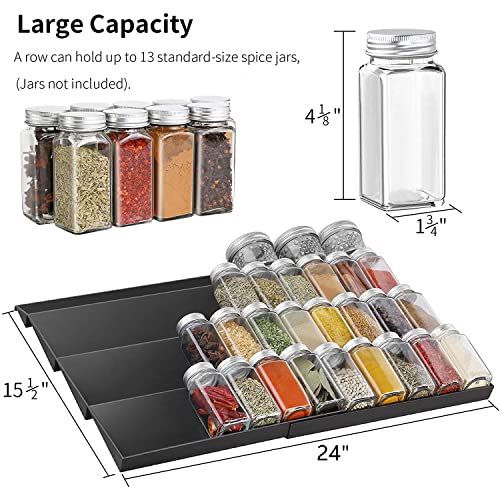 Adjustable Spice Rack, Expandable Plastic Tray Drawer Organizer 12" to