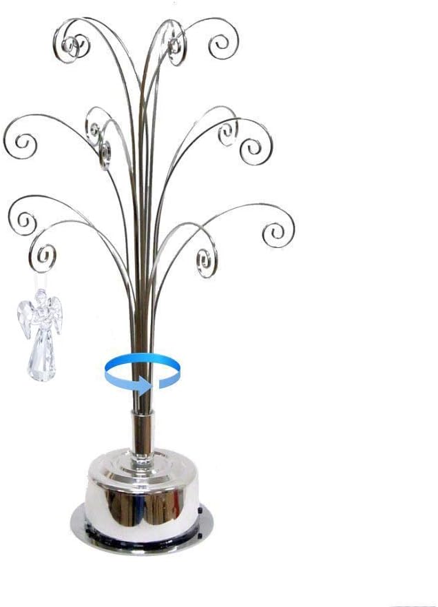 HOHIYA Rotating Ornament Display Tree Stand 16.75″ Decorative Hanging Holder for Swarovski and Crystal Christmas Ornaments Silver Hanger Hook for Suncatchers and Holiday Decorations - Image 4