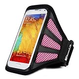 For Samsung Galaxy Note 4 Armband - SumacLife Running Sports Armband for Samsung galaxy note 4 / note 3 + Blue VanGoddy Headset with MIC (Pink)
