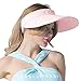 CACUSS Women's Summer Sun Hat Large Brim Visor Adjustable Velcro Packable UPF 50+(Pink)
