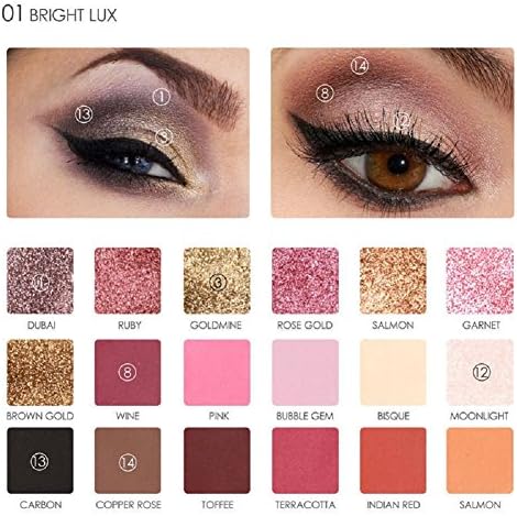 XY Fancy 18 Colors Shimmer Eyeshadow Makeup Pallete Women Waterproof Glitter Smoky Eye Shadow Makeup Pigments Cosmetic (1#)