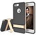 iPhone 7 Plus Case, ROCK [Royce Stand] - Black & Champagne Gold [Ultra Thin][Kickstand][Metal Texture Side Buttons][Dual Layered][Slim Fit][Hard PC + Soft TPU] For Apple iPhone 7 Plus (2016)