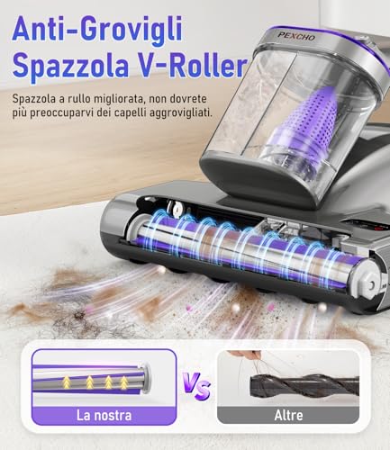 PEXCHO Mattress Topper with UV Light, HEPA Filter and Drying at 65°C, 500W Vacuum Cleaner for Mattresses Removes 99% of Allergens, Cleaning Mattress, Sofa, Fabrics and Beds