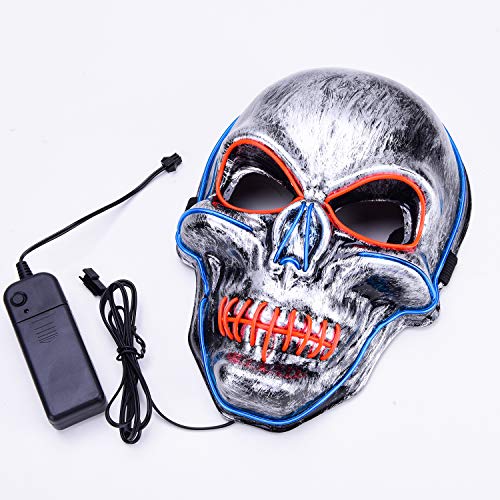 LED Halloween Mask,Scary mask with LED Light,Cosplay Glowing mask for Halloween Festival Party