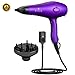 Wazor 3rd Generation Lightweight Low Noise Hair Dryer,( Tourmaline Ceramic Negative Ionic Blow Dryer）2 Speed 3 Heat Settings Cool Shot with Diffuser Concentrator(1875W Purple)