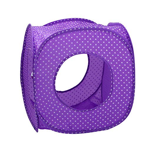 Cat Play Tent Instant Pop-up Sleep Cube Toy with a Hanging Bell Ball Built in Polyester Fabric Portable and Foldable Design for Cats,Kittens,Puppies and Small Animals (Purple)