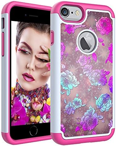 iPhone 7/8 Plus 6/6s Plus Case, DOOGE Studded Rhinestone Crystal Bling Diamond Sparkly Luxury Dual Layer Protective Bumper Shockproof Pretty Fashion Girls Women Case for iPhone 6/6s/7/8 Plus