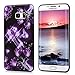 S6 Edge Plus Case,Samsung Galaxy S6 Edge Plus Case - Badalink Bling Soft TPU Shockproof Flexible Rubber Skin Gel Bumper Ultra-thin Slim Fit Print Cover with Dust Plug & Stylus Pen - Purple Butterflies
