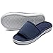 Women's Comfort Memory Foam Cotton House Slippers Spa Shoes w/Fleece Lining & Anti-Skid Rubber Sole (Medium / 7-8 B(M) US, Navy Blue)
