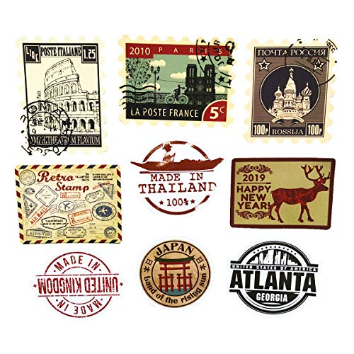 50PCS Vintage World Famous Stamps Stickers Retro Stamp Waterproof Sticker Laptop Car Bicycle Suitcase Computer Water Bottle Mobile Phone Stickers Decals (Vintage 2) - Thumbnail 3