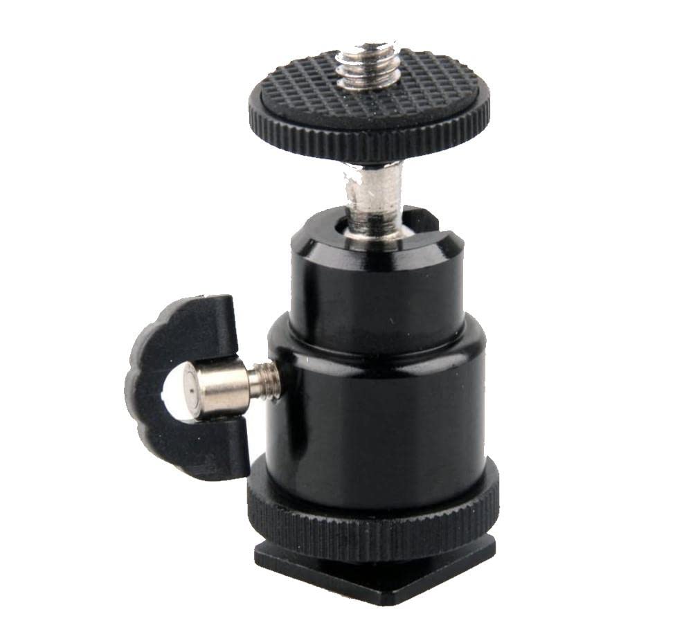 1/4" Mini 360° Swivel Ball Head Camera Flash Hot Shoe Adapter Ball Head Tripod Head Mount for DSLR Camera with 1/4" Thread Screw