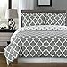 Royal Hotel Bedding Gray and White Meridian 3- Piece Full/Queen Comforter Cover (Duvet-Cover-Set) 100% Cotton