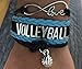 Sportybella Volleyball Bracelet, Black and Blue Adjustable Infinity Love Charm Bracelet, Volleyball Jewelry and Accessories, Gift for Teens, Players, and Teams