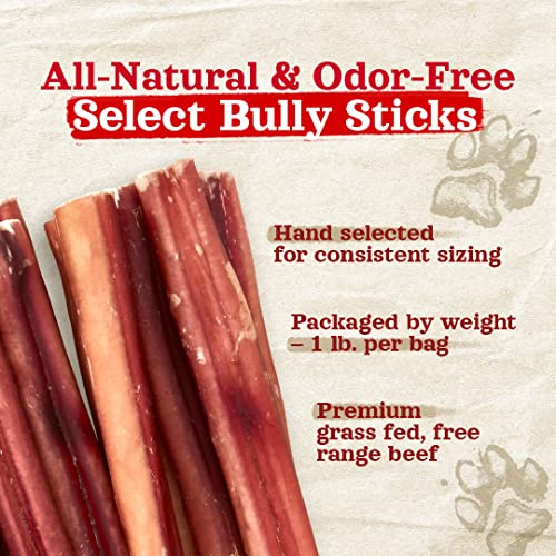 Natural Farm OdorFree Select Bully Sticks, (12Inch, 1Pound), Hand