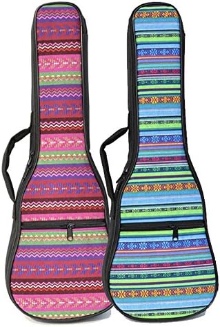 Ukuee Geometric Patterned Canvas Hawaiian Ukulele Bag Ukulele Case with 10MM Sponge Padding(Red,Concert)