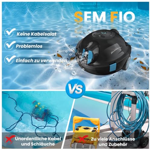 Y10 Wireless Pool Robot | Powerful Automatic Vacuum Cleaner, 120 Minutes Autonomy & Self-Parking, Designed for In-Ground Pools and Flat-Bottom Pools up to 100 m² (Black)