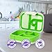 Kids Bento Lunch Box Set in Green w/Trucks Design Lunch Bag, 5 Compartment Bento Box for Kids, Divided Lunch Containers, Easy Open Lunch Containers for Kids, School Lunchbox for Boys and Girls