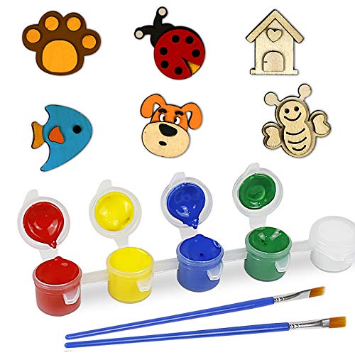 LIKYUU Wooden 26 Wood Painting Craft Kit and Art Set for Kids