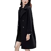 chouyatou Women's Essential Elegant Wear Double Breasted Mid Long Wool Pea Coat