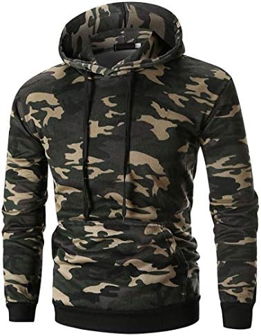 AIEason Men top Men's Long Sleeve Camouflage Hoodie Hooded Sweatshirt Top Tee Outwear Blouse