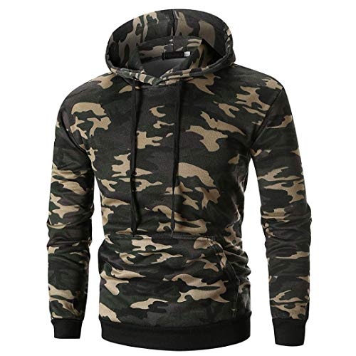 AIEason Men top Men's Long Sleeve Camouflage Hoodie Hooded Sweatshirt Top Tee Outwear Blouse