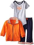 Yoga Sprout Baby-Boys 3 Piece Fox Track Jacket Bodysuit Pant Set, Fox, 18-24 M
