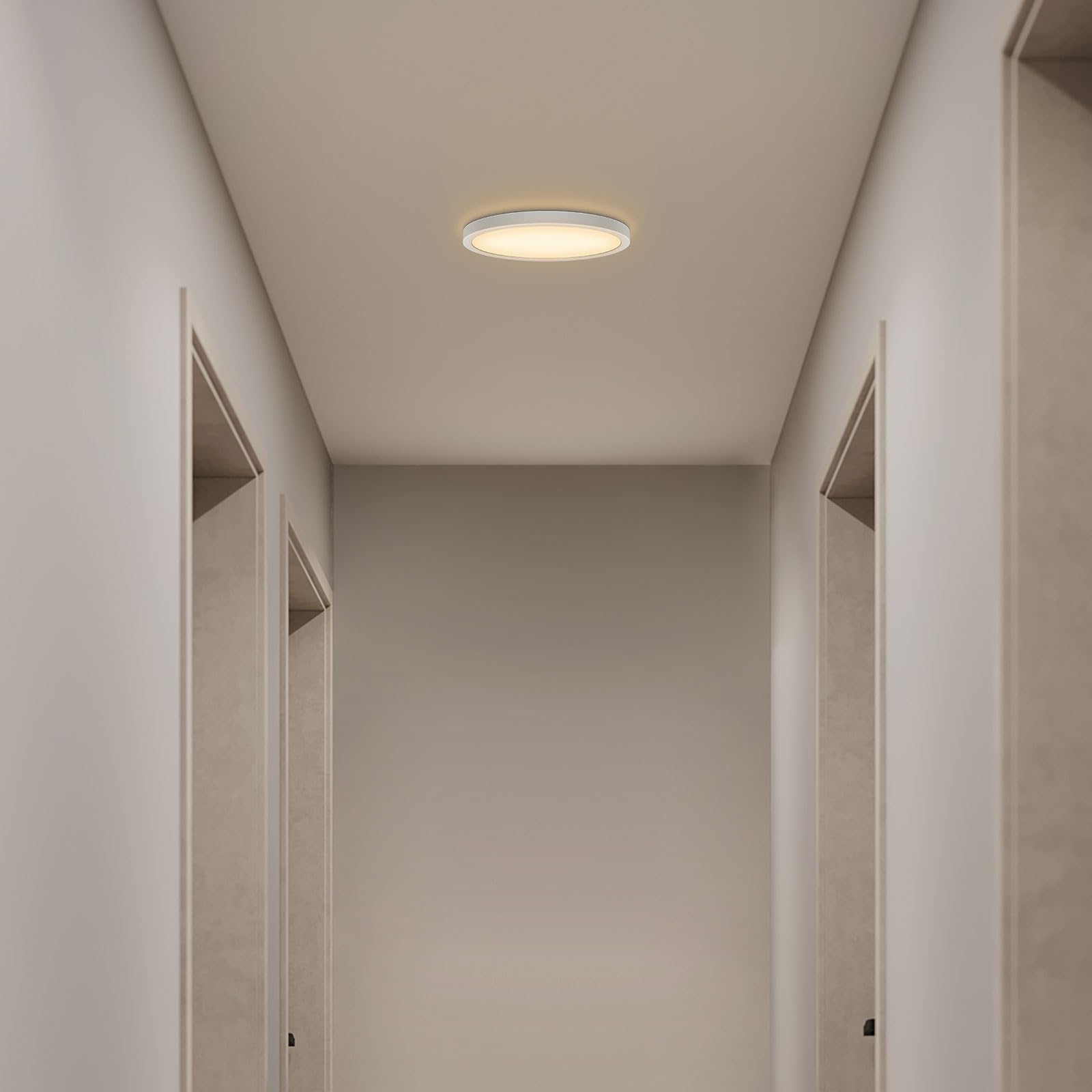 VIPMOON 6W LED Ceiling Light, Mini Size Ultra-Thin Bathroom Light, Warm White 3000K Ceiling Light, Modern Round Flush Ceiling Lights for Hallway Entrance Porch Storeroom Cupboard
