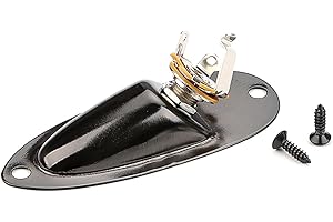 WLDJXLGL Boat style 1/4 inch Guitar Input Jack Socket Plate Output Loaded parts Guitar Strat jack for Fender Stratocaster Strat St Mono for Electric Guitar Replacement Parts (Black)