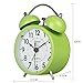 HENSE Classical Retro Twin Bell Mute Silent Quartz Movement Non Ticking Sweep Second Hand Bedside Desk Analog Alarm Clock with Nightlight and Loud Alarm HA01 (Green)