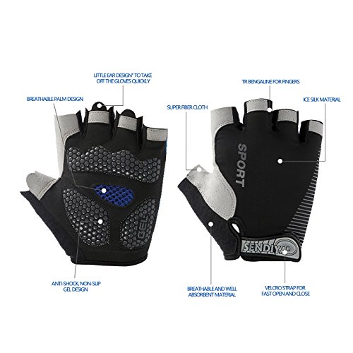 image for EVILTO Cycling Gloves, Half Finger Biking Gloves Fingerless Sports Glo