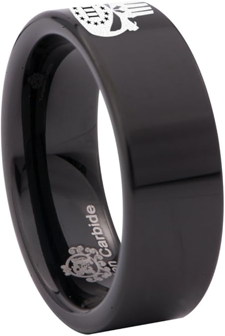 Wedding Band and Anniversary Ring Friends of Irony Three Percenter Skull Ring 8mm Designed Fit for Men and Women Use Size 12.5