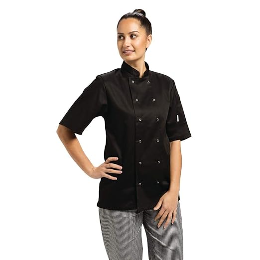 Whites Chefs Apparel A439M Vegas Chef Jacket, Short Sleeve, Black