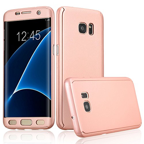 Xelcoy 360 Degree Full Body Protection Front & Back Slim Hybrid Case Cover With Tempered Glass Protector For Samsung Galaxy A5 (2016 only) - Rose Gold