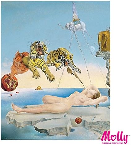 Salvador Dali - Dream Caused by the Flight of a Bee Around a Pomegranate a Second Before Awakening - Painting By Numbers by MOLLYS 16 x 20 inches 27 Colors with Wooden Frame