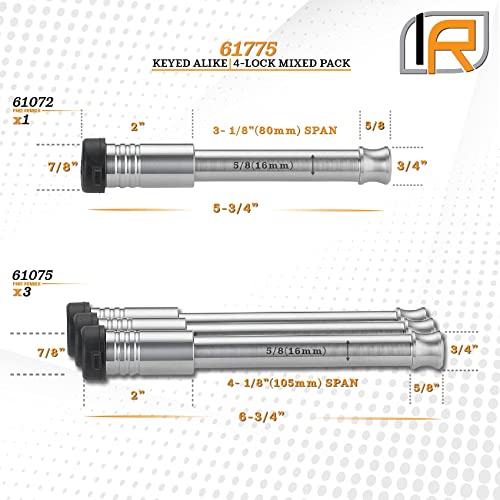 InfiniteRule Security 61775 4 Pack Mixed 2.5 Keyed Alike, Hitch Locks (Fits B&W Hitch 2