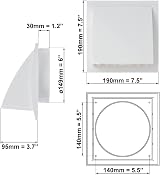 EUROPLAST Cowled Duct Cover 150mm Backdraught Shutter ABS White 6" view 2