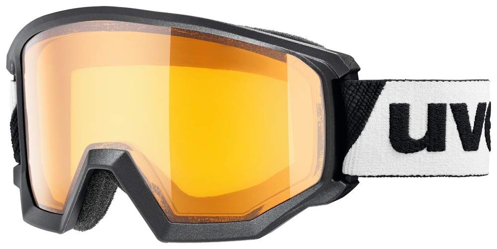 uvex Athletic LGL - Ski Goggle for Men and Women - Contrast Enhancing - Extended Field of Vision & Anti-Fog Coating - Black/Lasergold Lite-Clear - One Size