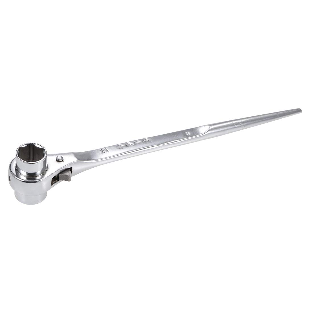 sourcing map 21 x 22mm Hexagon Scaffold Podger Ratchet Spanner Ratcheting Socket Wrench Tool (Silver Tone)