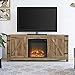Home Accent Furnishings Tucker 58 Inch Barn Door Fireplace Tv Stand in Barnwood