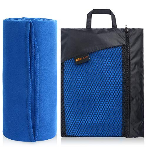 SUNLAND Microfiber Sports Travel Towel Fast Drying Camping Towel Ultra Compact and Super Absorbent Beach Towel Suitable for Gym Backpacking Workout Swimming Yoga Hiking